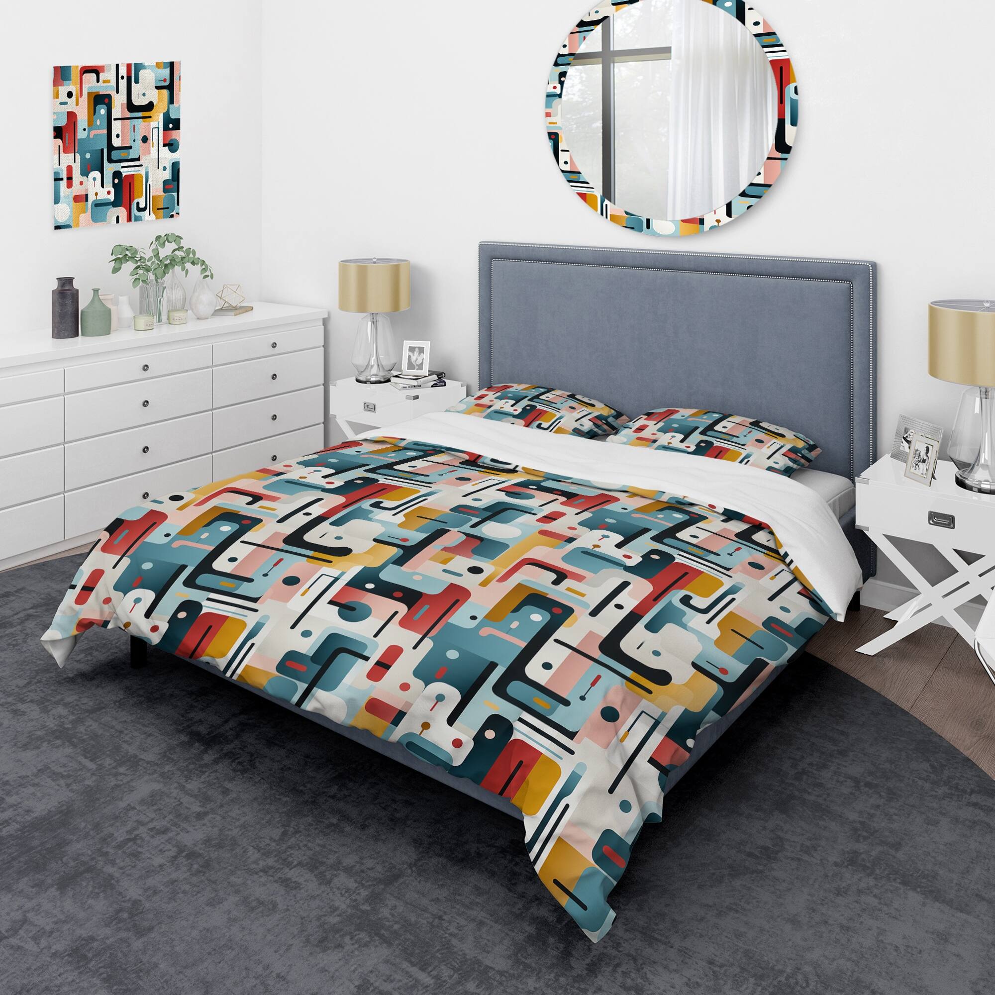 Designart "Urban Abstraction V" Modern Bedding Cover Set With 2 Shams